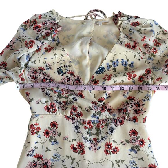 Maje Inora Yellow Floral Print Silk Long Sleeve Playsuit Romper Size 36 Small - Picture 6 of 11